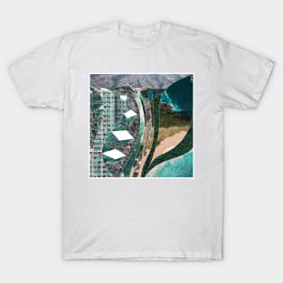 travel map in collage photo landscape in wetland coastal shore T-Shirt